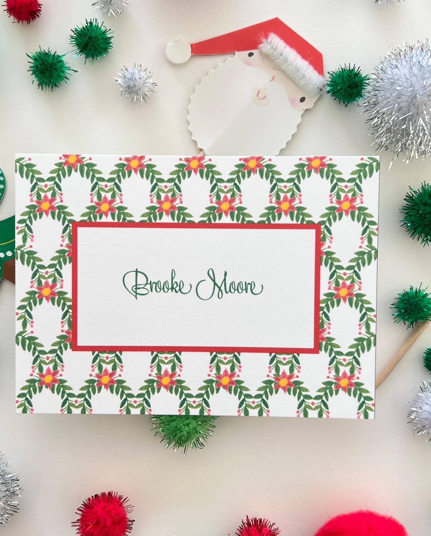 Poinsettia Scallop Holiday Gift Enclosure Card