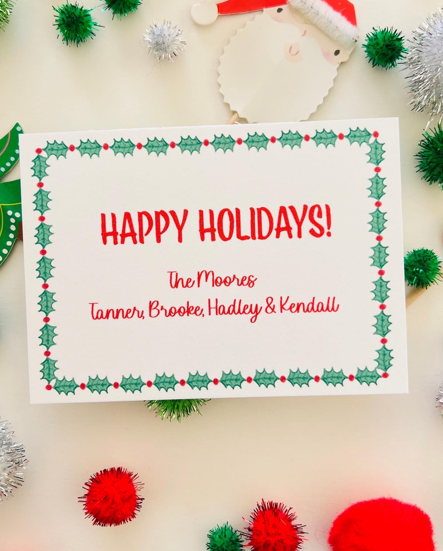 Holly Border Holiday Gift Enclosure Card