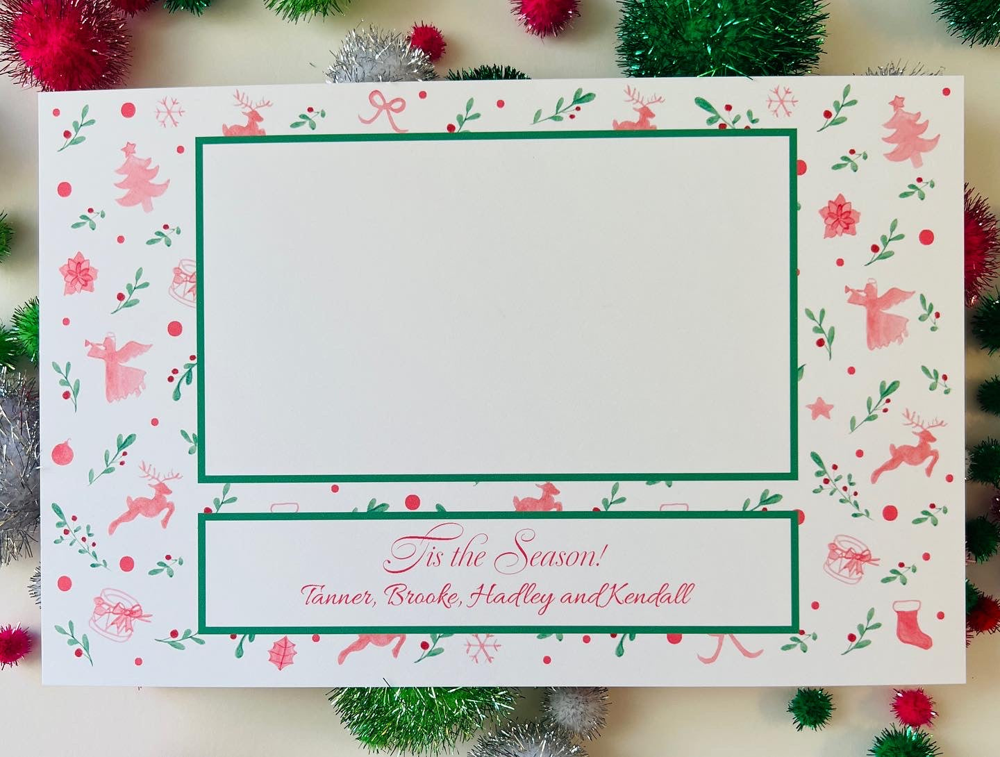 Christmas Sprig and Motif Holiday Photo Card