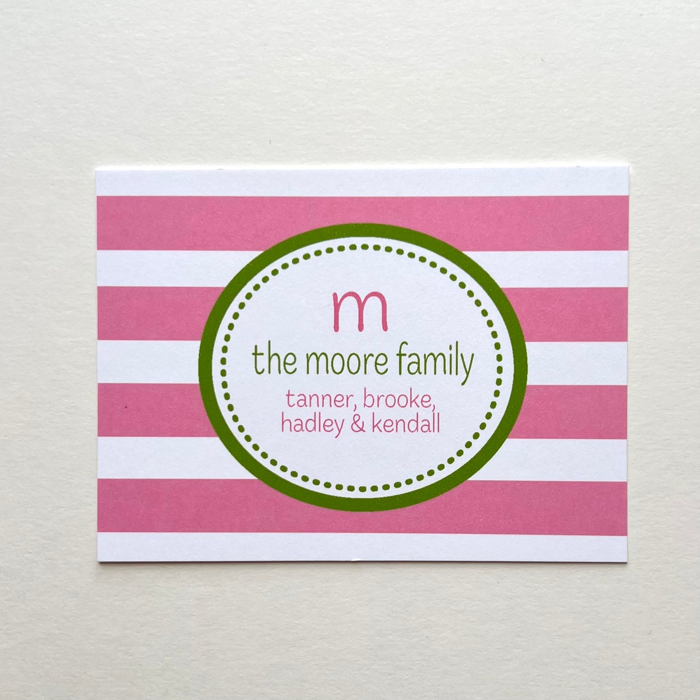 Pink and Green Stripe Gift Enclosure Card