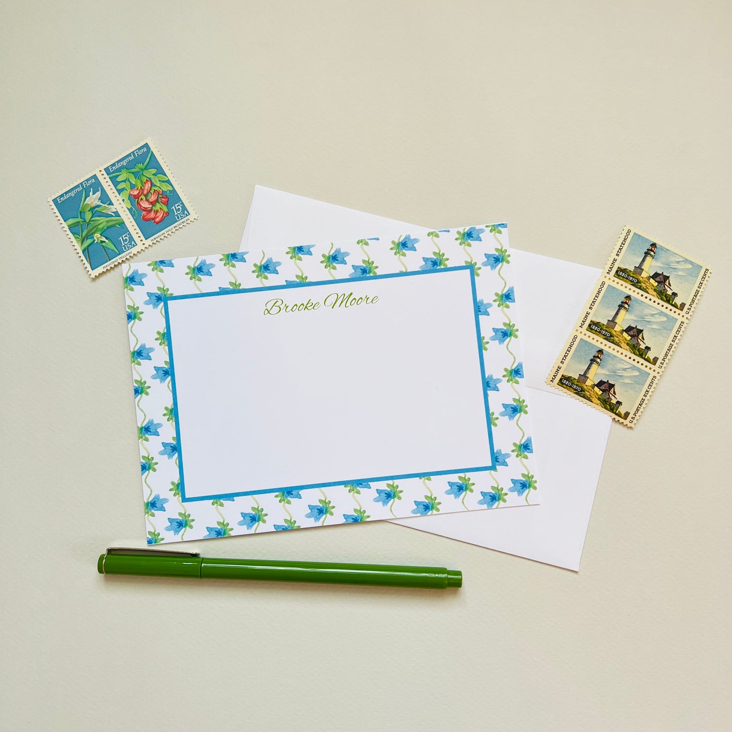 Turquoise Vine Correspondence Card