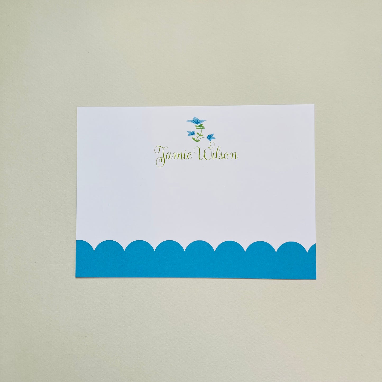 Turquoise Scallop Flower Correspondence Card