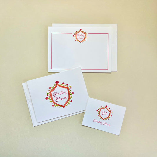 Orange Crest Stationery Set