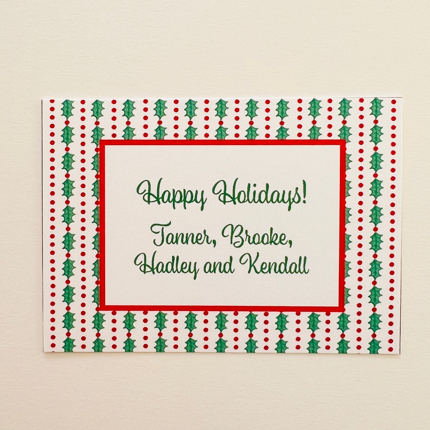 Holly and Dot Stripes Holiday Enclosure Card