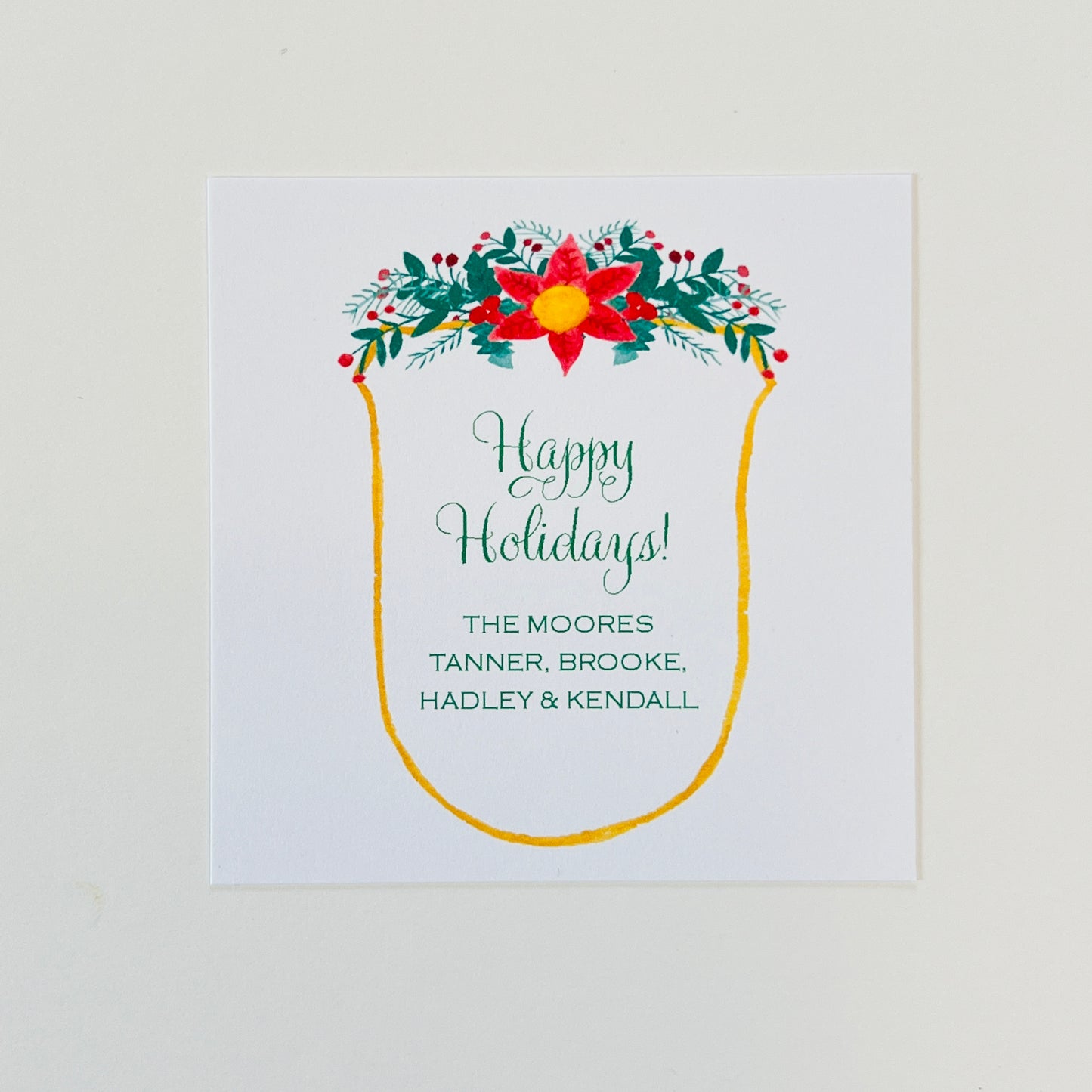 Poinsettia Shield Holiday Gift Sticker