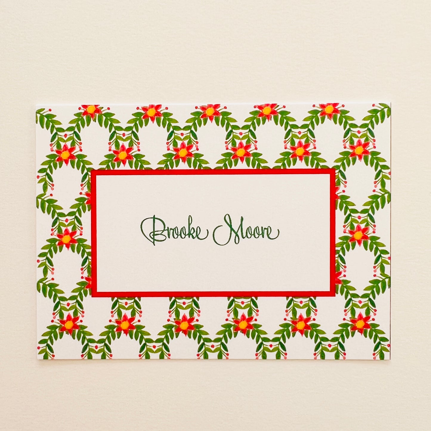 Poinsettia Scallop Holiday Gift Enclosure Card