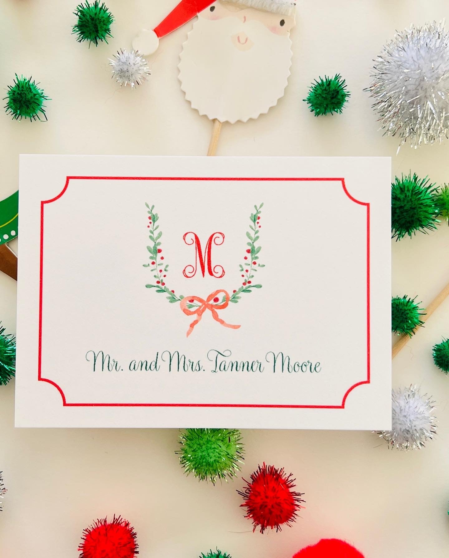 Christmas Sprig Wreath Holiday Gift Enclosure Card