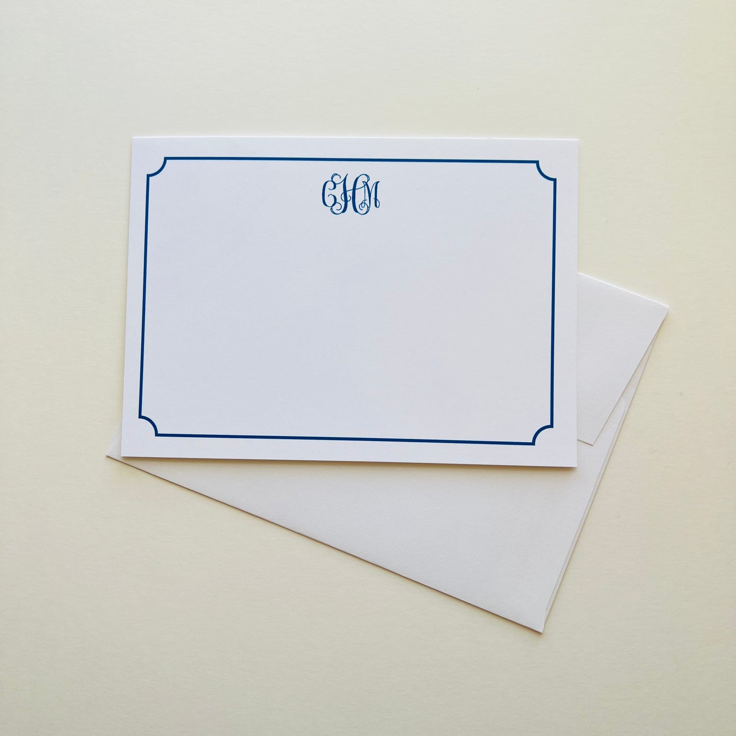 Thin Border with Script Monogram Correspondence Card