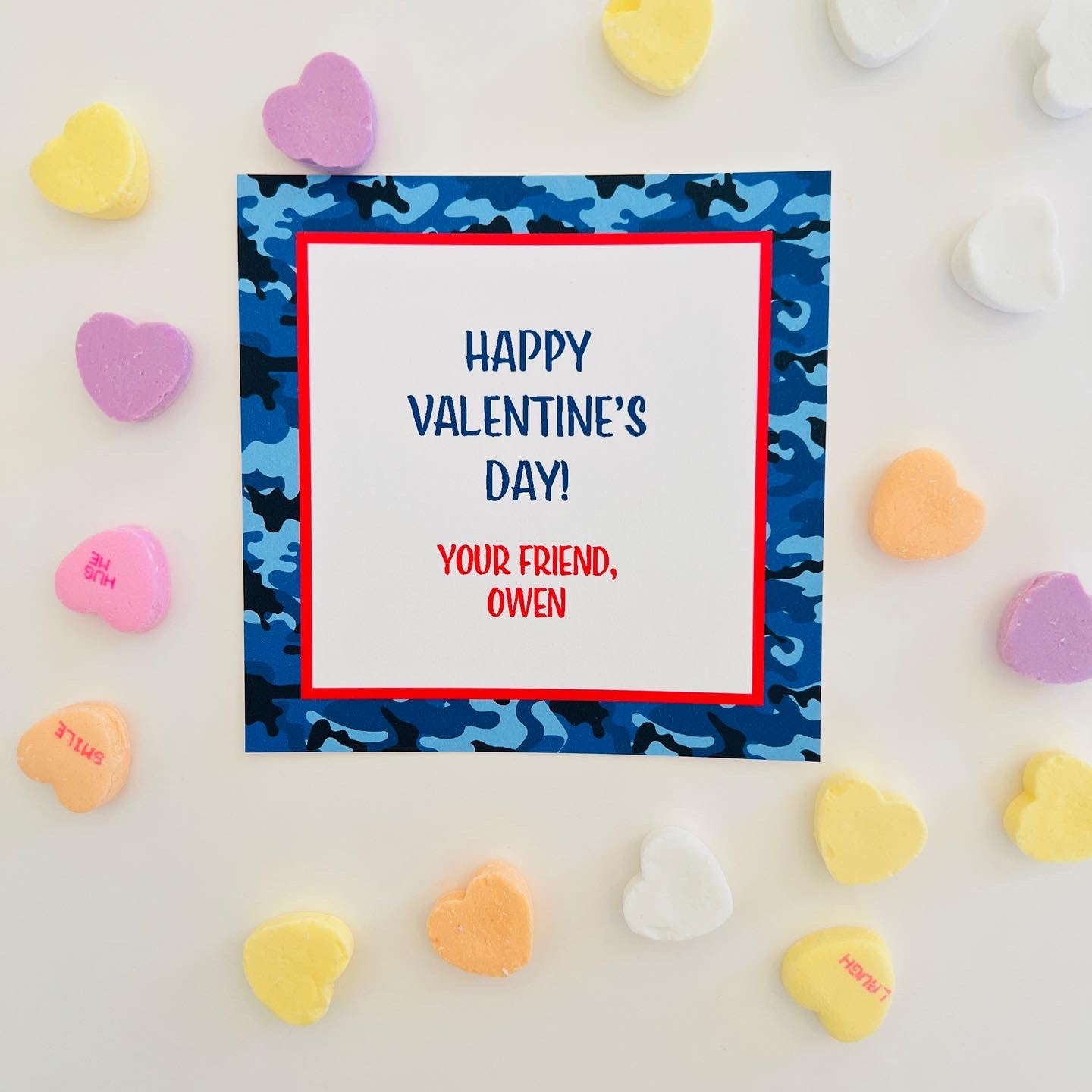 Blue Camouflage Valentine’s Gift Sticker