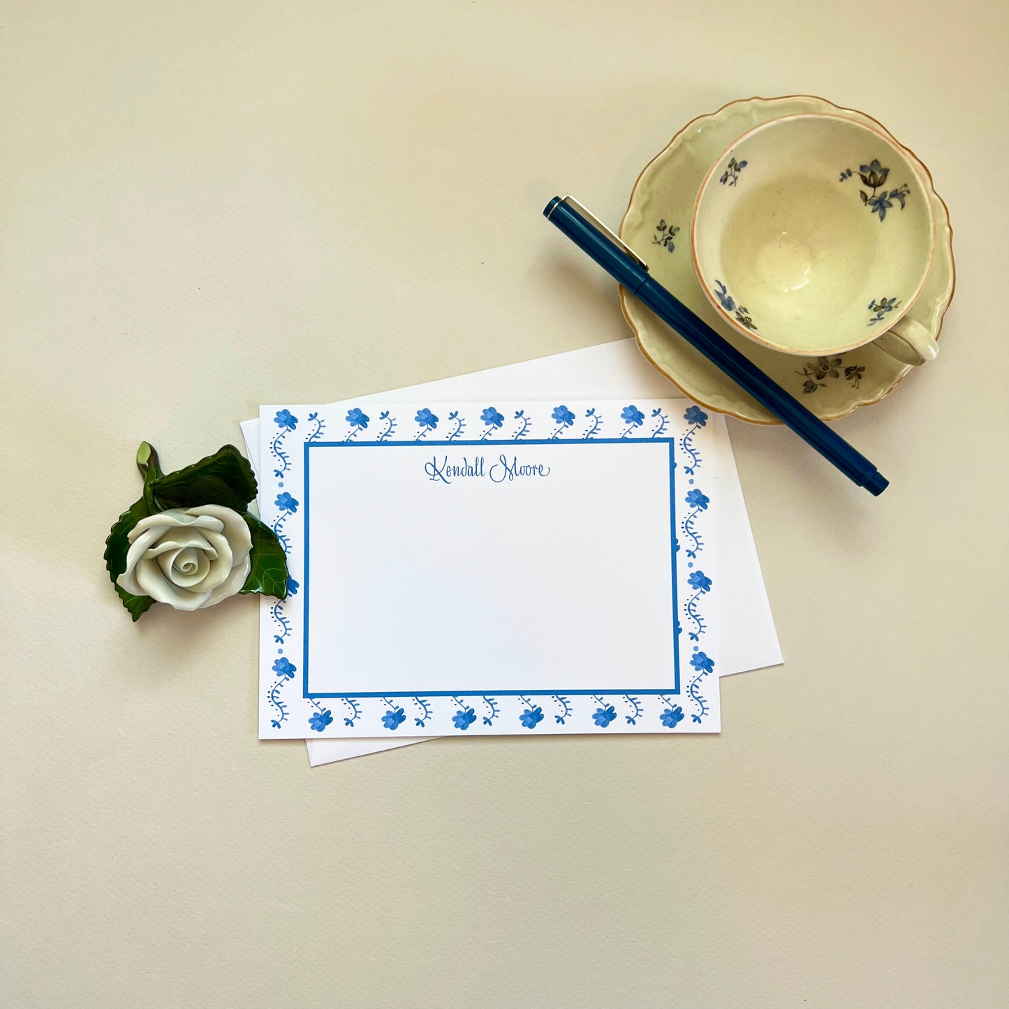 Blue Vine Correspondence Card