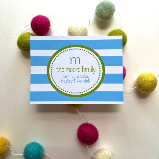 Blue and Green Stripe Gift Enclosure Card