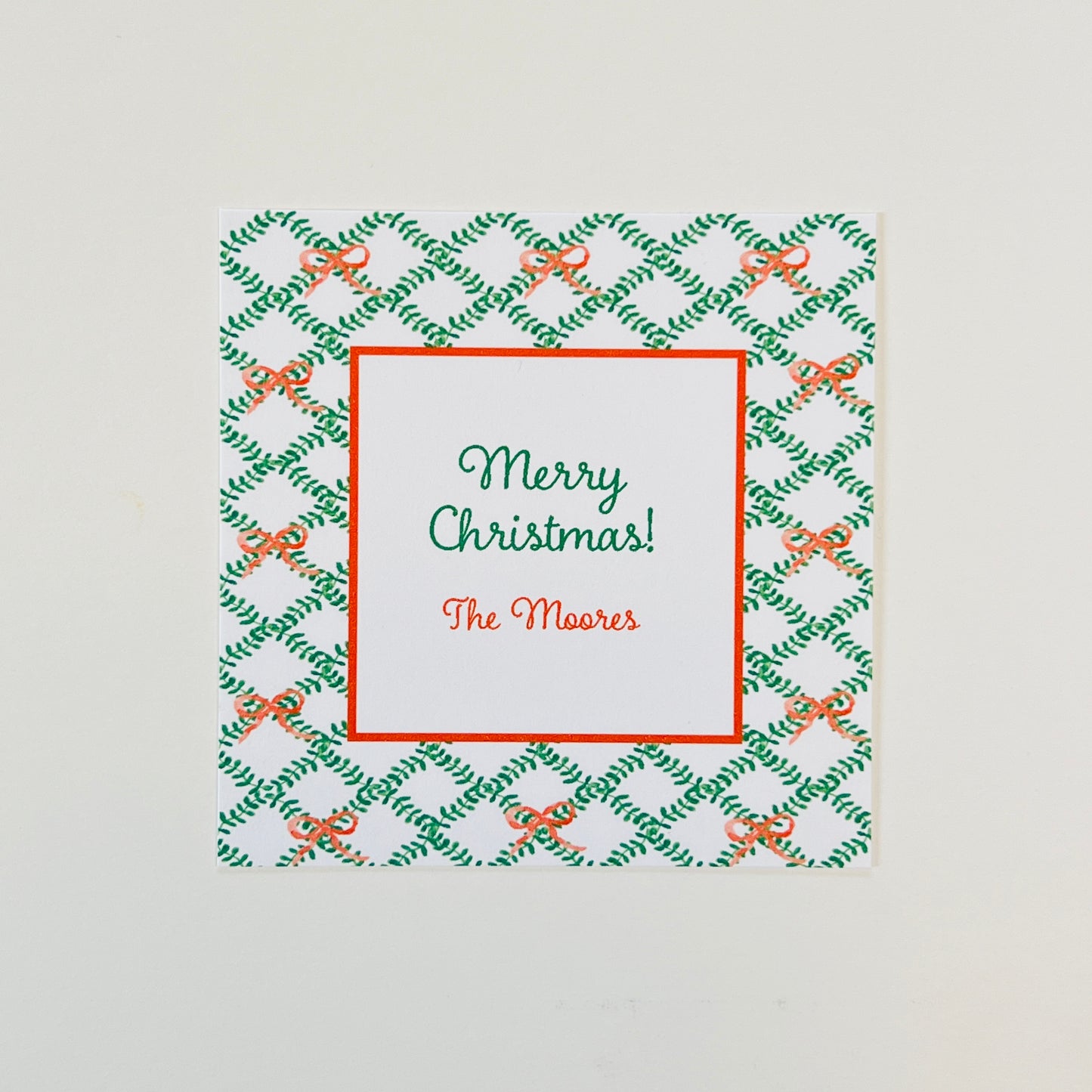 Green Trellis with Bows Holiday Gift Sticker