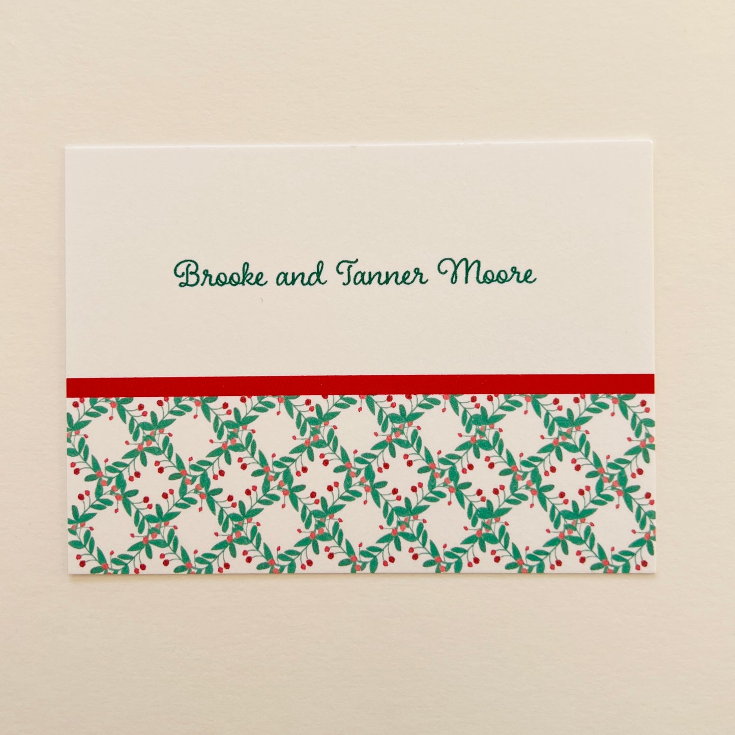 Christmas Berry Sprig Trellis Band Holiday Gift Enclosure Card