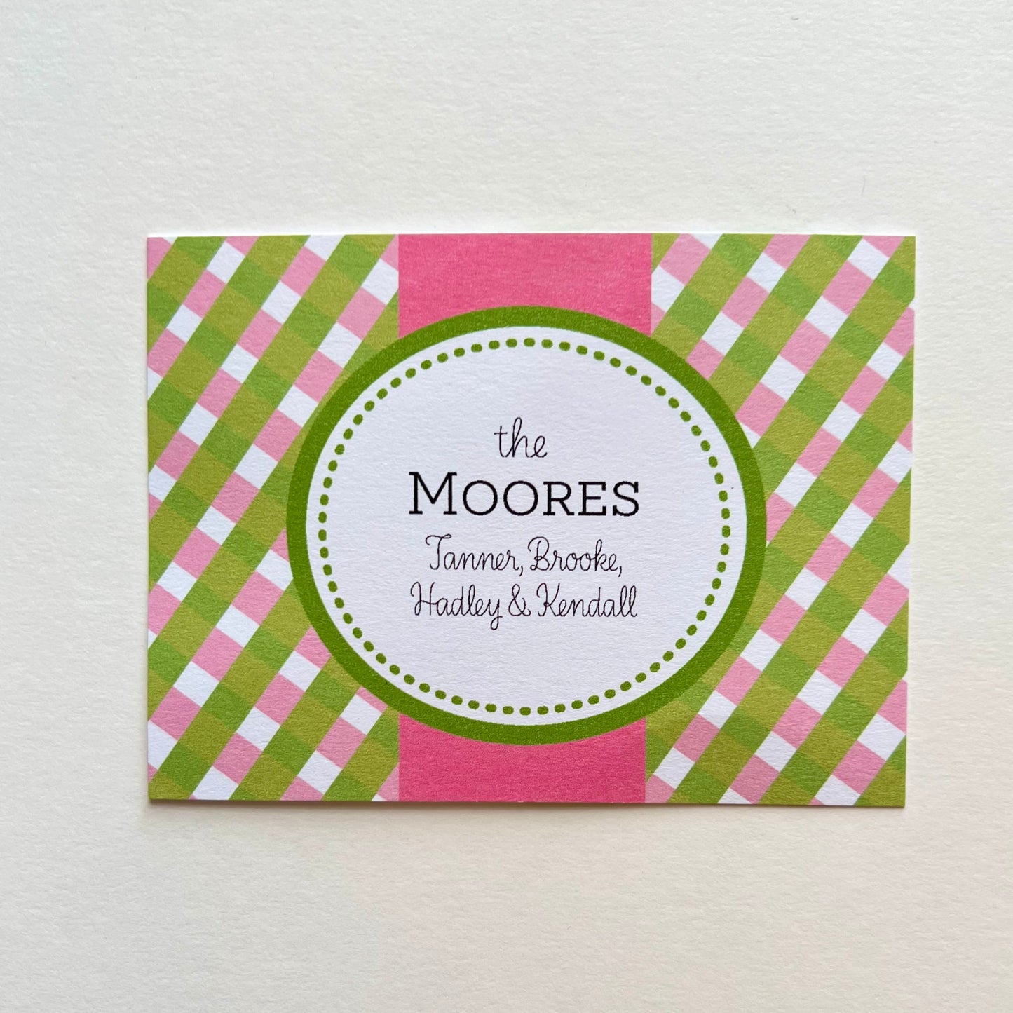 Pink and Green Gingham Gift Enclosure Card