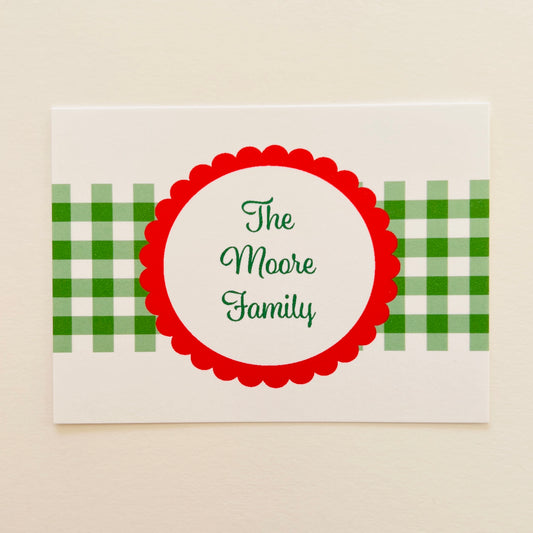 Green Gingham and Scallop Holiday Gift Enclosure Card