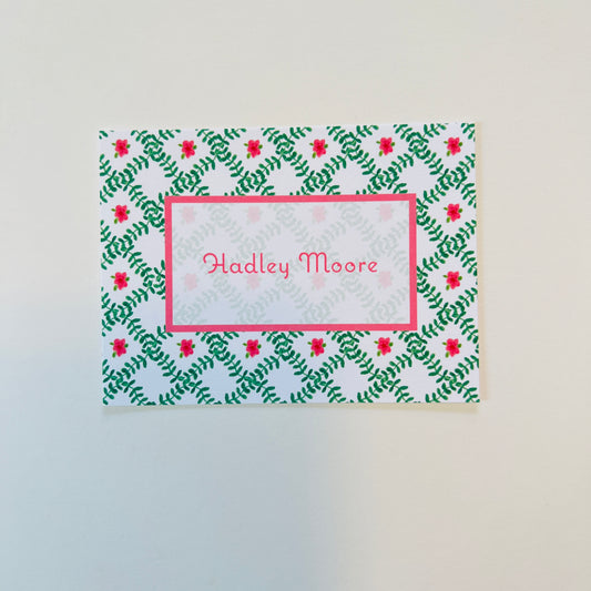 Green Trellis with Pink Flower Gift Enclosure Card