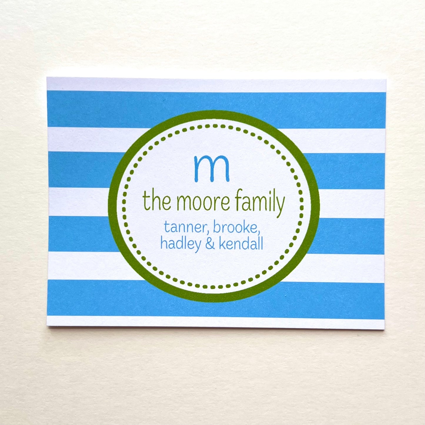 Blue and Green Stripe Gift Enclosure Card