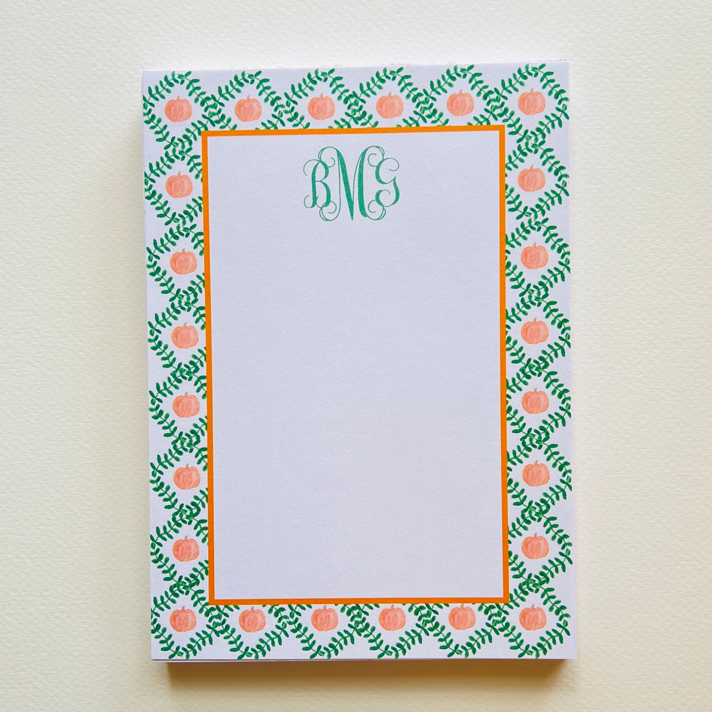 Green Trellis with Pumpkins 5x7 Notepad