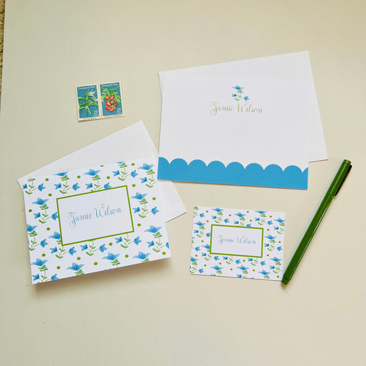 Turquoise Flower Stationery Set