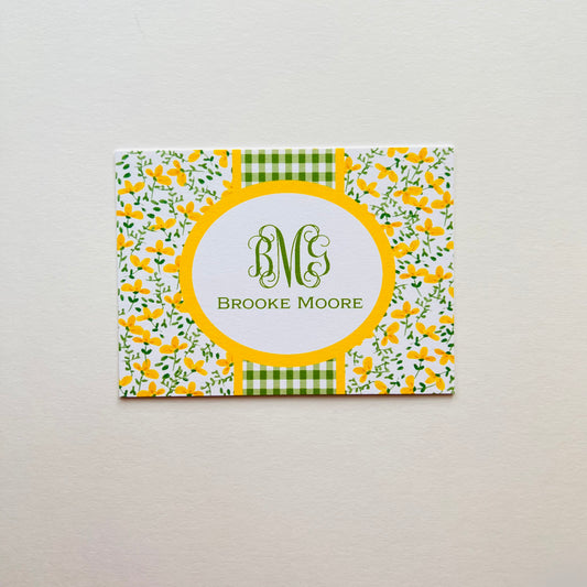 Yellow Floral with Green Gingham Gift Enclosure Card