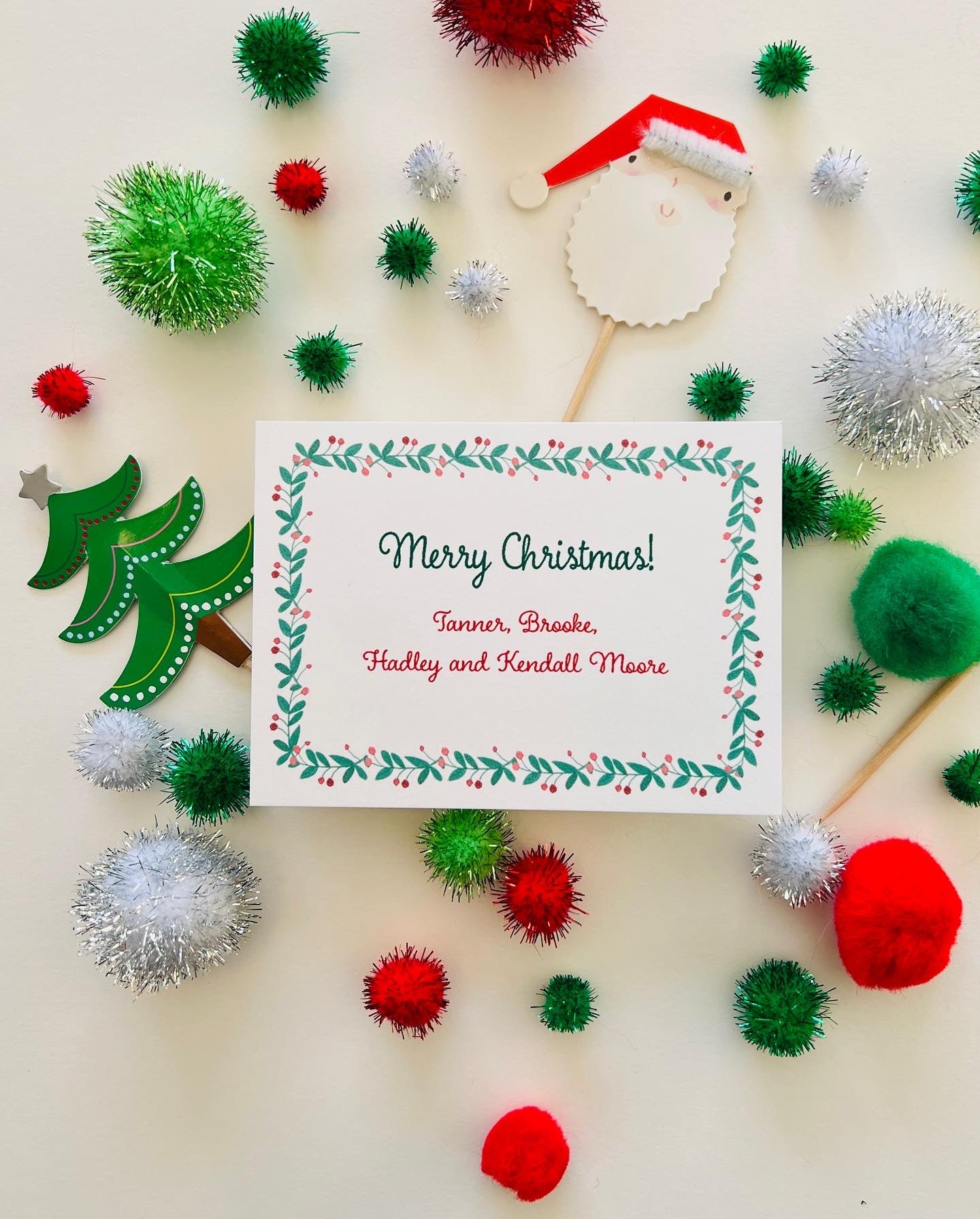 Christmas Berry Sprig Border Holiday Enclosure Card