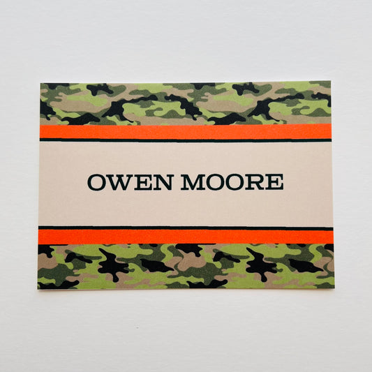 Boys Camo with Orange Stripe Gift Enclosure Card