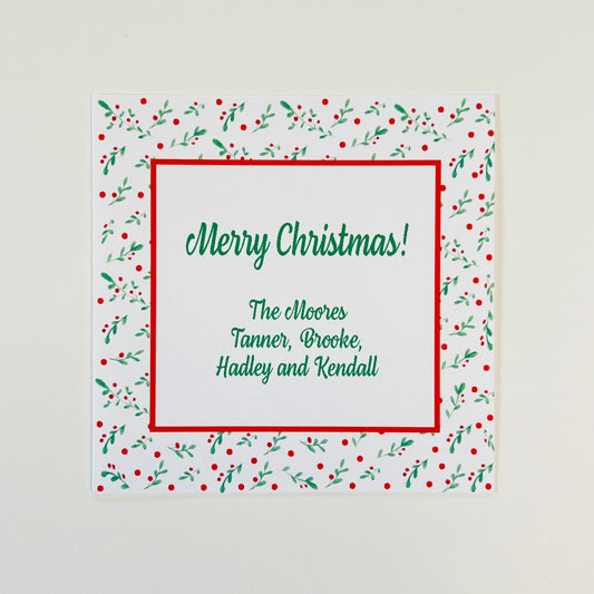 Christmas Sprigs and Berries Holiday Gift Sticker