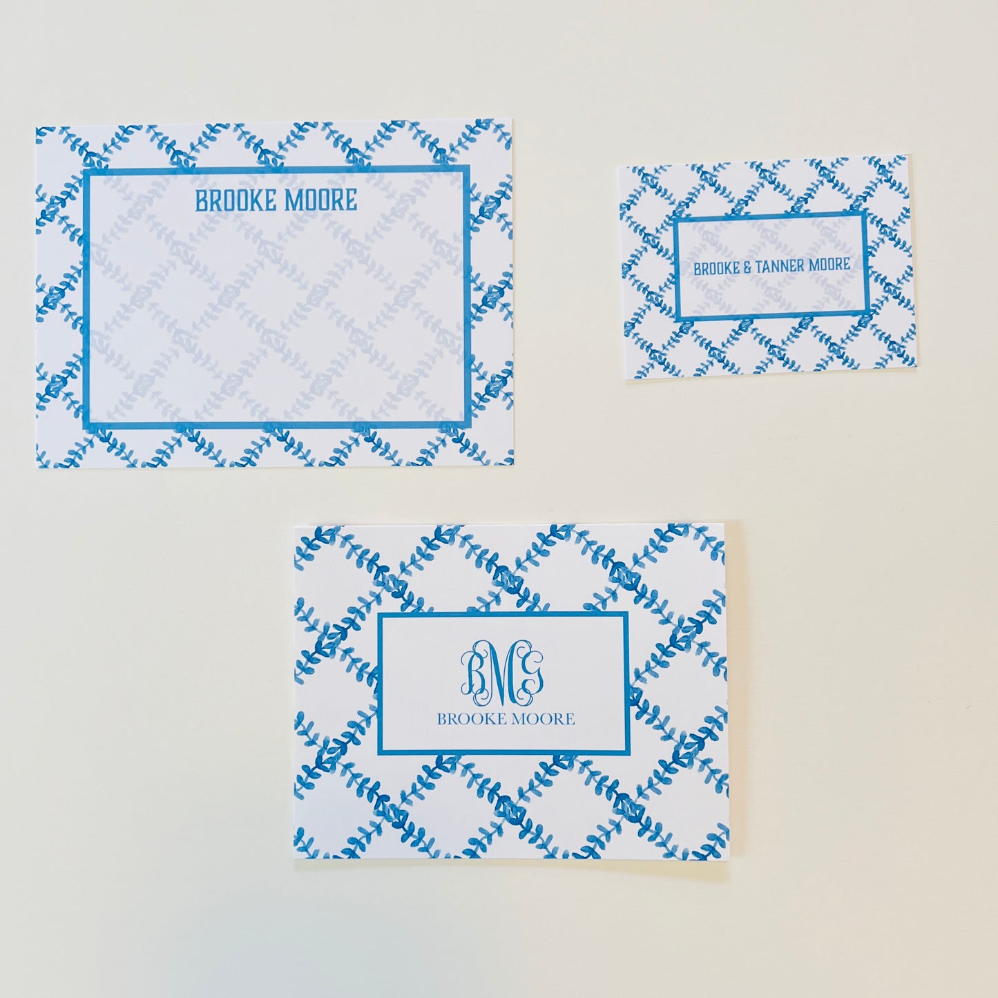 Blue Trellis Stationery Set