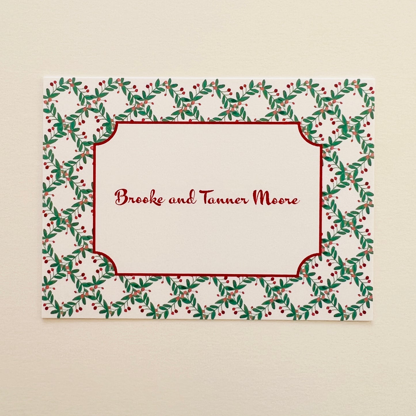 Christmas Berry Sprig Trellis Holiday Gift Enclosure Card