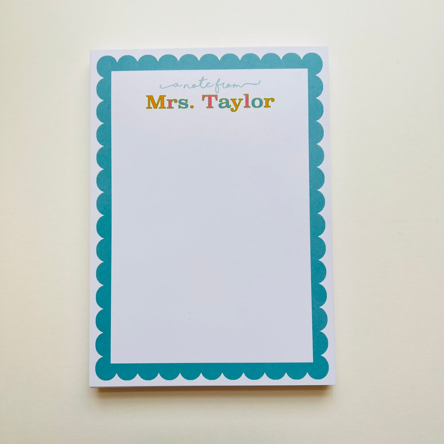 Turquoise Scallop Notepad