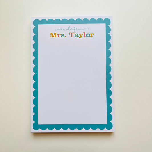 Turquoise Scallop Notepad