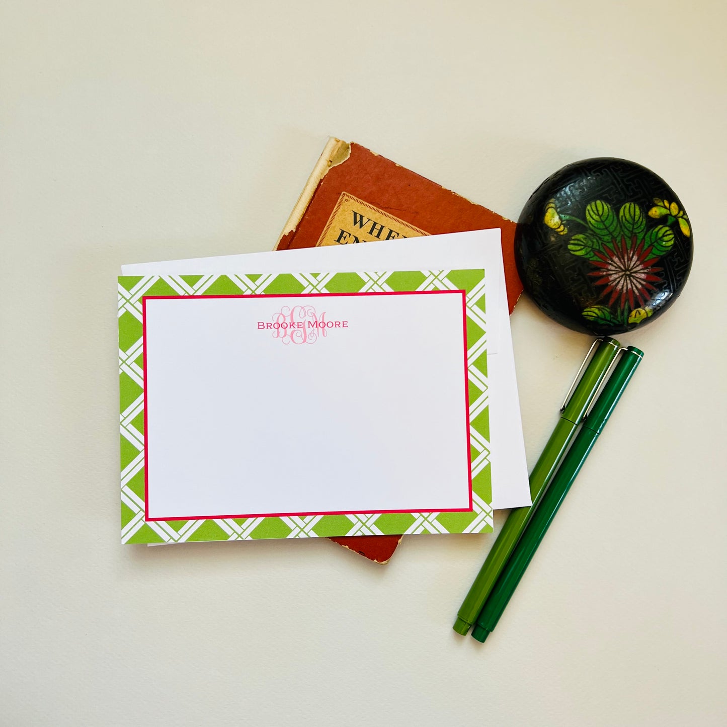 Green Bamboo Correspondence Card