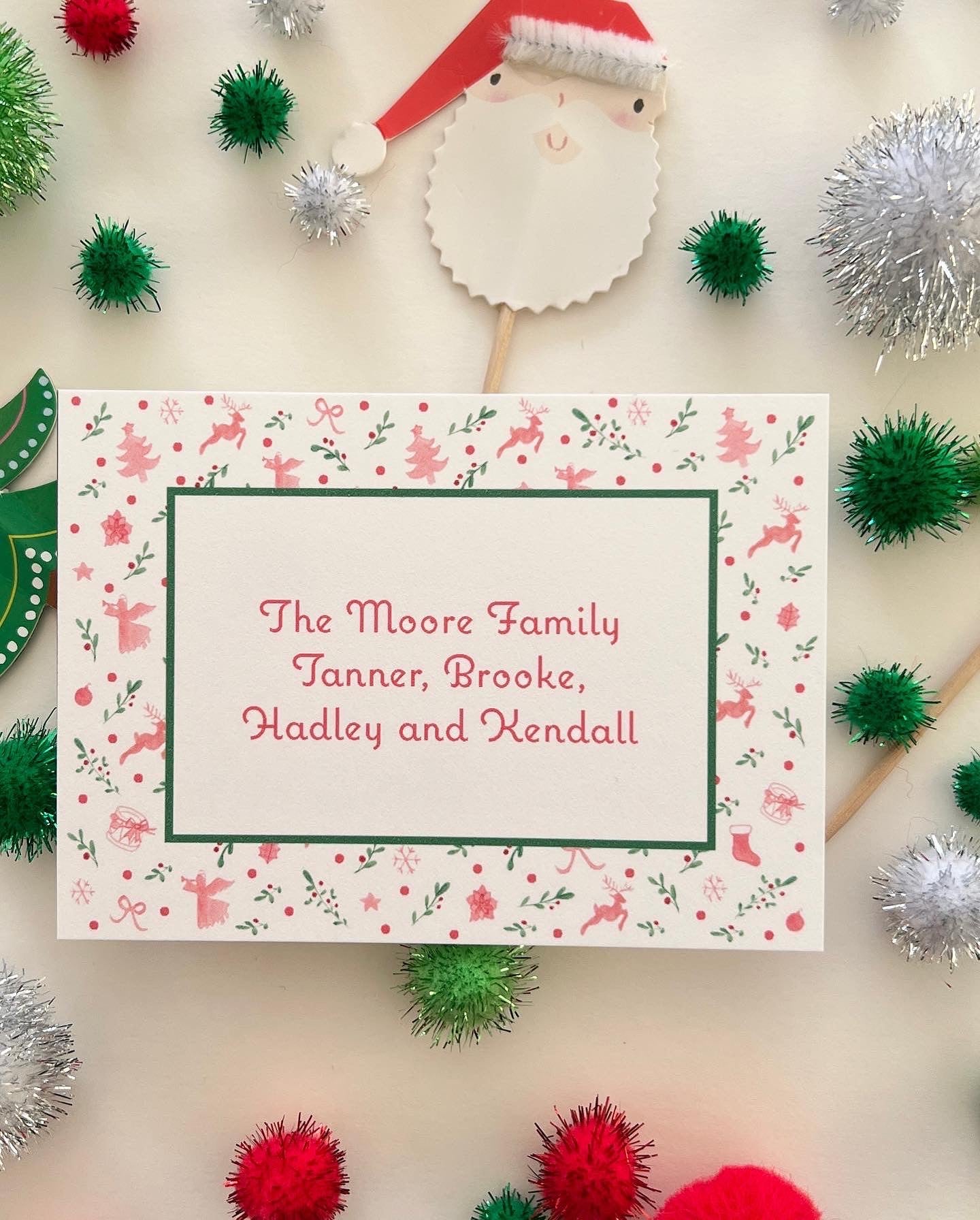 Christmas Sprig and Motifs Holiday Gift Enclosure Card