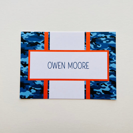 Blue Camo with Orange Stripe Gift Enclosure Card