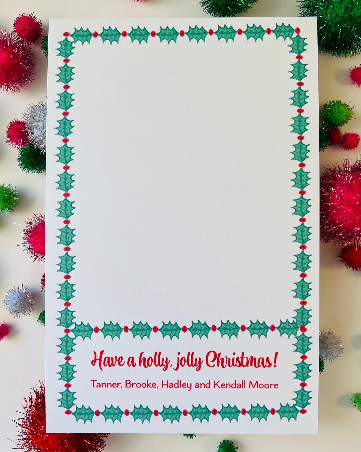 Holly Border Holiday Photo Card