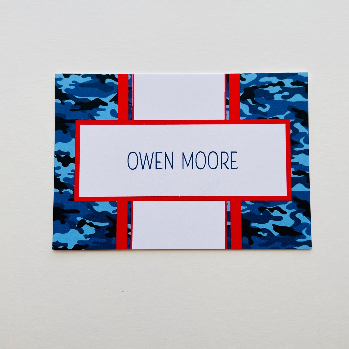 Blue Camo with Red Stripe Gift Enclosure Card