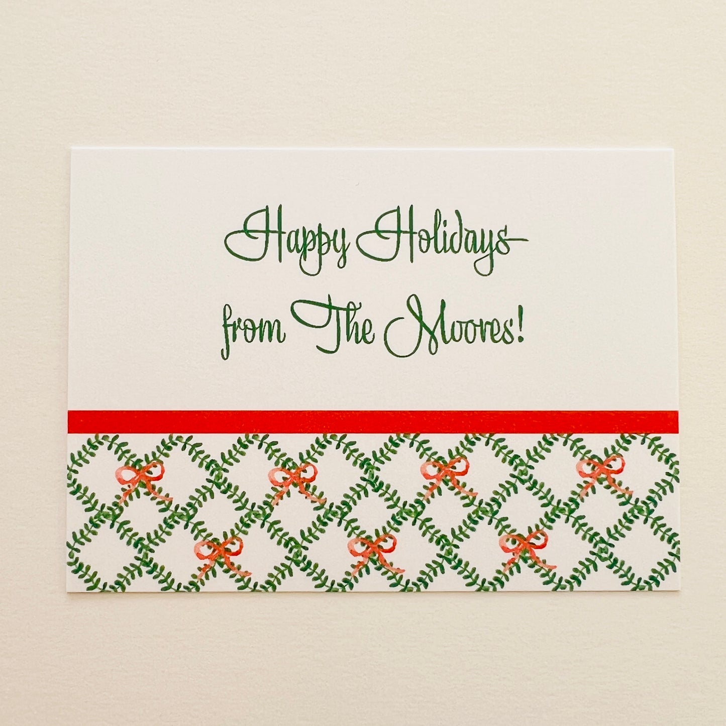 Green Trellis with Bow Band Holiday Gift Enclosure Card